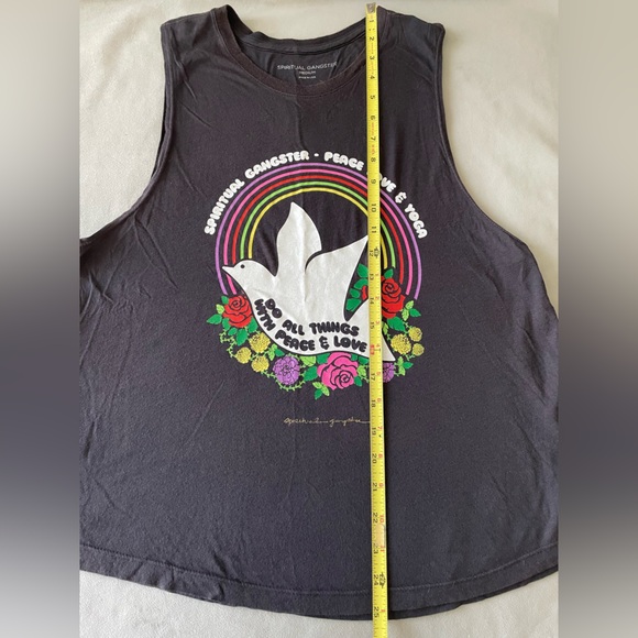 Spiritual Gangster Do All Things With Peace And Love Dove Tank Sz M Black - Picture 2 of 8